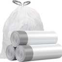 Small Trash Bags 4 Gallon, 360 Count -1.2 Mil Drawstring Mini Garbage Bags, White Plastic Trash Can Liners for Bathroom Accessories, 15 Liter, Bedroom, Dorm Room Essentials, Office