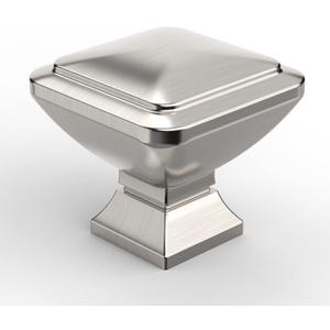 9BUILD 10 Pack 1.2 Inch Brushed Satin Nickel Cabinet Knobs - Square Kitchen Knobs for Cabinets and Dressers