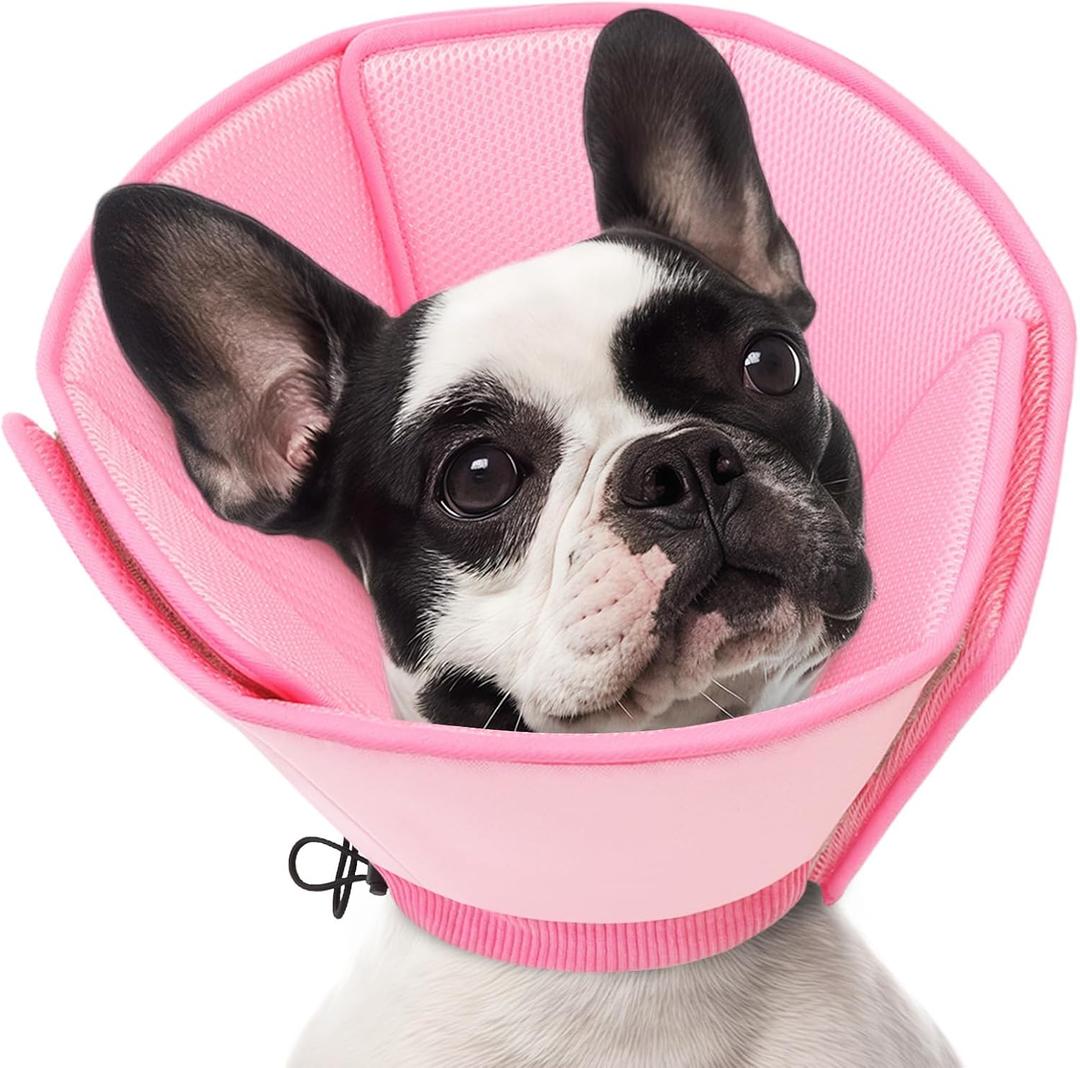 AOFITEE Dog Cones for Medium Dogs, Soft Dog Cone Collar After Surgery, Adjustable Cone for Dogs to Stop Licking, Breathable Pet E-Collar Alternative for Wound Healing (Pink,Medium)