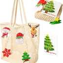 Ofiray-home Beach Bags for Women - Large Cotton Mesh Tote Bag, Foldable Shoulder Bag for Travel Beach Picnic Vacation (Beige With Red)