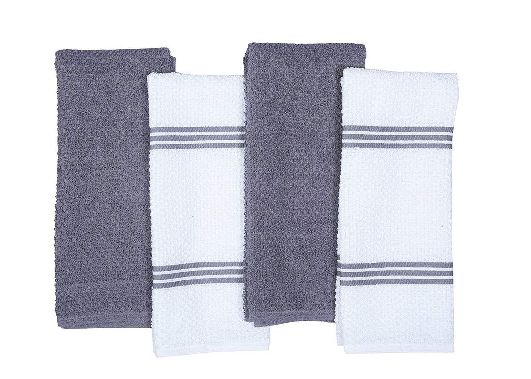 AMOUR INFINI Kitchen Towels Pack of 2 - Absorbent, Quick Drying Premium Cotton Tea Towel - Kitchen Linens 16x28 Inch Dish Towels with Hanging Loop White