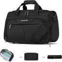 Hanke Foldable Underseat Carry On luggage Bag, Travel Tote Bag for Women & Men, Personal Item Travel Bag Softside Lightweight Luggage Bags for Travel Flight Crew Overnight Weekender Bag.Black