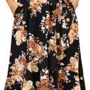 Keluummi Plus Size Summer Wedding Guest Maxi Dress for Curvy Women, V Neck 3/4 Sleeve Empire Waist A Line Floral Long Dress (Black, L)