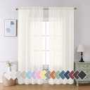 Aiyufeng 2 Pack Ivory Sheer Curtain 84 Inches Long, Light Filtering Airy Voile Drapes for Living Room, Patio, Sliding Door, Each 40" W x 84" L