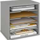 Ballucci File Organizer Paper Sorter, 5 Tier Adjustable Shelves Office Desk Organizer, 13 5/8" x 9 1/4" x 12", Gray