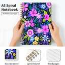 Spiral Journal Notebook, Hardcover Lined Journal for Women, Medium 6 x 8.4 in, 120 Pages Thick Paper, College Ruled Notebook for Writing, Work, Office, and School,Flower Purple