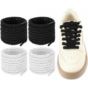 Thick Rope Shoe Laces,2 Pair Round Cotton Chunky Twisted Shoelaces Replacement for Men Women Sneakers