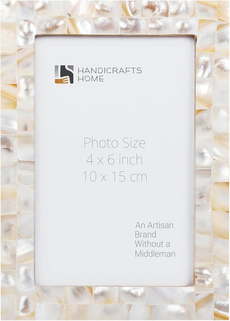 Handicrafts Home Decorative Picture Frame Wooden Photo Frame and Collage (Mop White, 4x6)