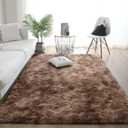 ROCYJULIN Area Rugs 8x10 for Living Room, Fluffy 8x10 Area Rugs for Bedroom, Ultra Soft Non-Slip Large Shag Fuzzy Rug for Nursery, Kids, Girls, Boys, Brown, 5'x7'