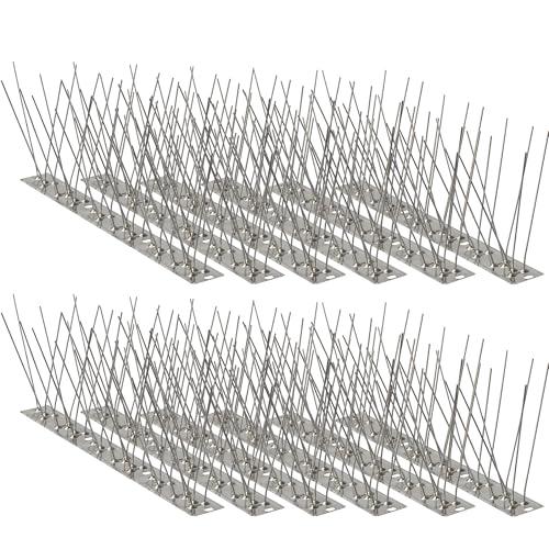 KOKMEYA Bird Spikes,12Pcs,Stainless Steel Spikes with Base,Keep Woodpeckers Pigeon Raccoons Away,Anti Climb Spikes for Graden Patio Fence,9.84Ft
