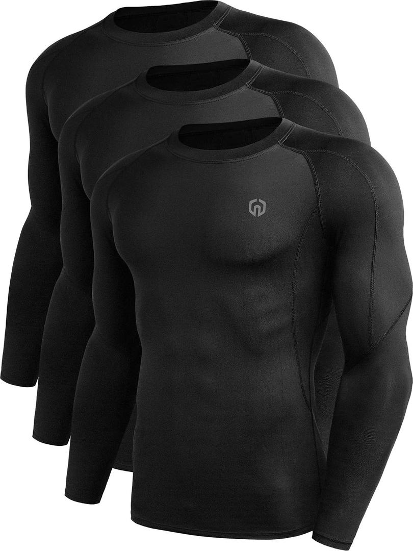 NELEUS Men's 3 Pack Dry Fit Long Sleeve Compression Shirts Workout Running Shirts, 3XL
