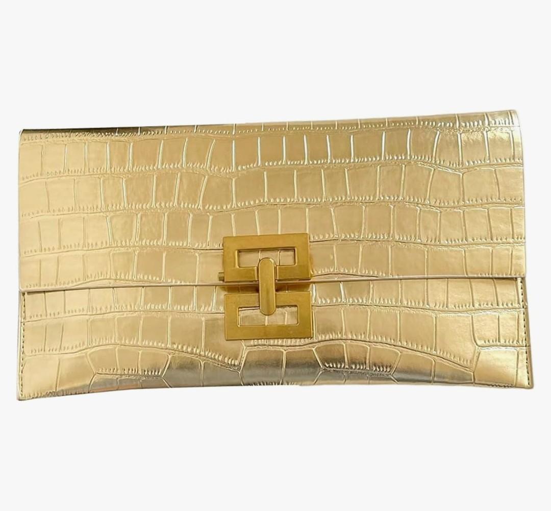 Verdusa Women's Clutch Evening Bags Trendy Envelope Handbags Metallic Purses Formal Wedding