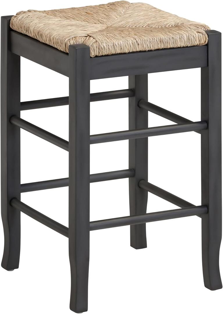 Boraam Square Rush Backless Counter Stool – Charcoal Grey Finish, Counter Height