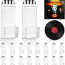 Vodolo Vinyl Record Wall Mount,18 PCS Acrylic Vinyl Record Holder Self Adhesive Clear Vinyl Display Shelf No Drill Vinyl Storage Shelves for Album Covers Display and Home Wall Decoration