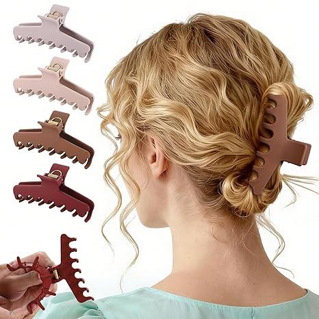 4Pcs Cloud Claw Clips for Women, 4.3 Inch Non-Slip Strong Hold Hair Claws, Unbreakable & Durable TPEE-Silicone Blend, Large Bendable Cozy Hair Clip for Thin/Thick/Curly Hair, All-Day Comfort