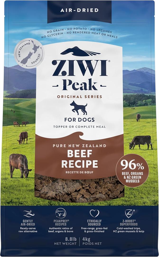 ZIWI Peak Air-Dried Dog Food Beef - All Natural, High Protein, Grain Free, Limited Ingredient w/ Superfoods (140.8oz) (EXP 10/30/27)