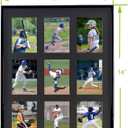 Baseball Card Display Frame for 9 Standard Cards, 4 Pack, UV Protection, Black Pasted Double Mats, Sports Card Collector Wall Display, Holder for Trading Card Basketball Football Hockey Cards