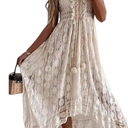 CUPSHE Women's Summer Dresses Sleeveless Lace Casual Tassel Beach Spaghetti Straps Flowy Maxi Sun Dress, S