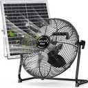 DBF 18" Solar Powered Fan for Outdoor - 30000mAh Rechargeable Floor Fan with 40W Solar Panel, 18 Speed, 12-60H Runtime, Quiet Cordless Fans for Home Patio Camping Gazebo Outage