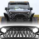 Front Grill Shark Grille Compatible with 2007-2018 Jeep Wrangler Rubicon Sahara Sport JK JKU, Matte Black