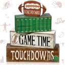 4 Pcs Football Table Decorations Fall Football Tiered Tray Decor Football Wooden Sign Football Centerpiece Decorative Faux Book Stack Block for Coffee Table Fireplace Mantel Floating Shelf