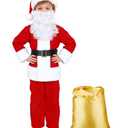 PrettyQueen Boys Santa Claus Costume, Children's Santa Costume, Kids Xmas Santa Suit Christmas Outfit for Halloween Cosplay
