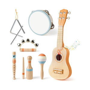 Vanplay Kids Guitar Set - Montessori Toys for 2 3 Year Old Boy Girls Birthday Gifts, 7 in 1 Musical Instruments for Toddlers 2-4, Band Sets with Ukulele/Flute/Tambourine/Maracas Toys for Kids 3-5
