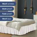 Wrap Around Dust Ruffle Bed Skirt - Antique White - for Queen Size Beds w/ 12 Inch Drop - Easy Fit Elastic Strap - Adjustable Pleated Bedskirt w/Brushed Fabric, Wrinkle Free Women, Men, Kids & Teens