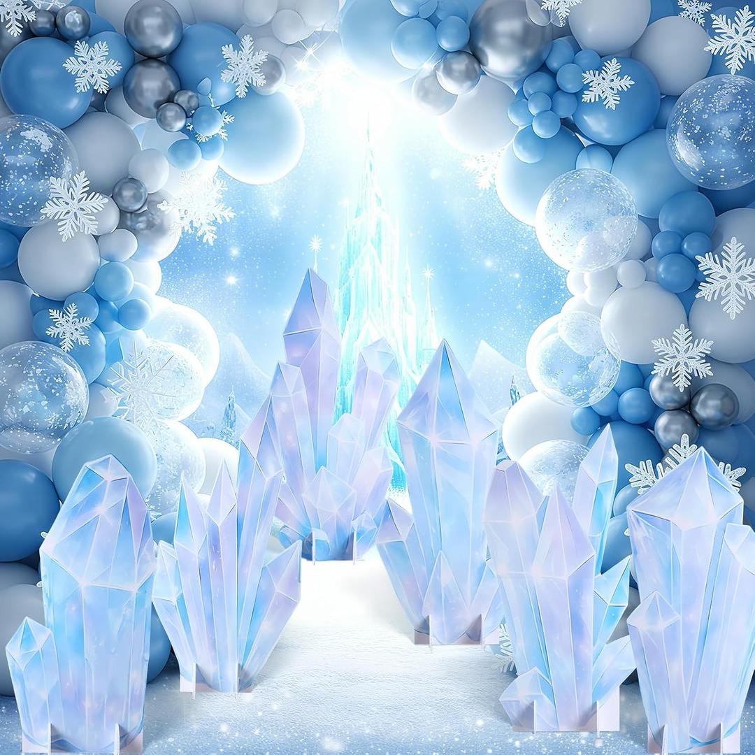 Novabright 6 Pcs Winter Icicle Style Standees Standup Cutout Winter Wonderland Party Decorations Backdrop Photo Props for Snowy Birthday Party Baby Shower Classroom Decor
