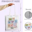 Chicimln Retro Coastal Beach Stamp Tote Bag, Ocean Nautical Lobster Canvas Tote Bags, Reading Lovers Gifts, Bookworm Gifts for Women Reusable Grocery Shopping Bags