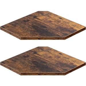 Corner Shelf Wall Mount, Floating Corner Shelves, Set of 2 Corner Wall Shelf Organizer, Rustic Wood Wall Storage Display Shelves for Living Room Bedroom Bathroom Kitchen, Rustic Brown
