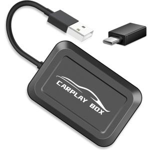 NHOPEEW CarPlay Wireless Adapter, Plug and Play, Bluetooth CarPlay Adapter for Original Car System with Wired Carplay Easy to Use & Auto Connect + USB Type C