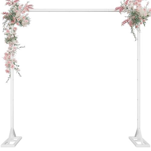 8.2FT Adjustable Backdrop Stand Kit - Square Wedding Arch & Balloon Arch for Photo Booth Background, Baby Shower, Birthday Party Decorations (Portable Frame) (White, 8.2X 8 FT)