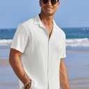COOFANDY Men's Casual Shirts Short Sleeve Waffle Knit Button Down Shirt Wrinkle Free Summer Beach Tops (XXL)