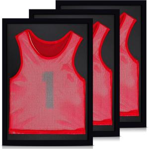 3 Pcs Jersey Display Case 30 x 20 Inch Shadow Box Large Jersey Frame for Wall Display Shirt Frame for Basketball Baseball Soccer Hockey Football Sports Uniform