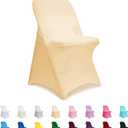 ManMengJi Party Chair Covers, Spandex Folding Chair Covers 12 PCS, Banquet Chair Slipcovers for Wedding, Holidays, Celebration, Hotel (Blanched Almond)
