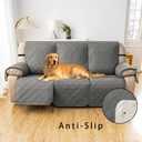 Waterproof Recliner Couch Covers Sofa Cover Recliner 3 Seater 76.8" | Light Gray 100% Waterproof Couch Cover for Recliner Sofa that Stay in Place with Elastic Straps Kids Dogs Pets