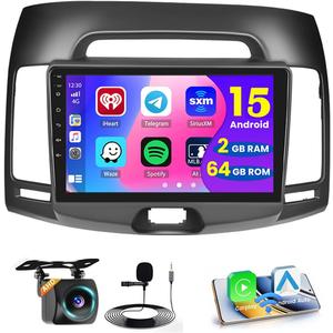 2+64GB Android 15 Car Radio for Hyundai Elantra 2007-2010 Wireless Carplay Android Auto, 9" Touch Screen Car Stereo GPS Navi, WiFi, Bluetooth, Backup Camera, FM RDS Radio, EQ DSP, SWC