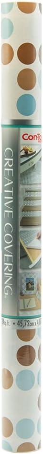 Con-Tact Brand Creative Covering, Self-Adhesive Shelf Liner, Multi-Purpose Vinyl Roll, Easy to Use and Apply, 18'' x 16', Polka Blue