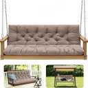 GPQAWER Outdoor Swing Cushions,Waterproof Swing Cushions 3 Seater Replacement with Backrest,Outdoor Thickened Bench Cushion with Ties for Porch,Patio,Backyard,Garden and Lawn (Khaki 60 * 40 in)