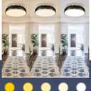 kudos Ceiling Light, 16-inch LED Flush Mount Ceiling Light, Black and Gold Finish, 30W/1900lm Light Fixtures Ceiling Mount for Bedroom,Hallway, 3000K/3700K/4500K/5100K/6000K Adjustbale, KDCL15-BK-L