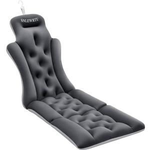 Full Body Bath Pillow for Bathtub, Thick & Luxury Bathtub Pillow Bathtub Cushion with 192 Suction Cups for Head & Neck, Back Support, Ideal Bath Pillows for Tub Women' Gifts Spa, Soaking (Light Gray)