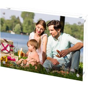 3 x Acrylic Picture Frame 3x5, Double Sided Photo Frames for Refrigerator with Magnetic Corners, Transparent Acrylic Frame for Desk or Tabletop Display Family,Wedding, Baby Pictures