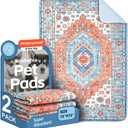 Washable Pee Pads for Dogs, 2 Pack Reusable Puppy Training Pads 72"x72" Super Absorbent Waterproof Dog Training Pads, Non-Slip Potty Pads, Whelping Pads Litter Mat Orange/Mix
