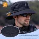 Fishing Hat, UPF50+ Wide Brim Sun Hat for Men Women, UV Protection Hiking Beach Bucket Hats Summer Safari Hat (Black)