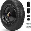 14.5" Wheelbarrow Tire, Fit 4.00/4.80-8, 3.50-8" Flat-free Solid Tire and Wheel with 5/8" Axle Bore Hole, 3-6" Centered Hub for Wheelbarrow Trolley Dolly Lawn Mover Go Kart Replacement