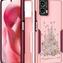 for Moto G Power 5G 2024 Case Women - Cute Girls Phone Cover Girly Aesthetic Design Flowers Castle Heavy Duty Protective Shockproof Military Grade for Motorola Moto G Power 5G 2024 Cases