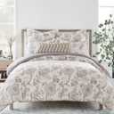 Levtex Home - Ophelia Blush Duvet Cover Set - King Duvet Cover (106 x 94in.) + Two King Pillow Cases (36 x 20in.) - Floral - Taupe Grey Cream Blush - Rayon, Cotton (Duvet Cover - King)