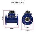 4" Woltmann Helix Water Meter, Pulse Output, Epoxy-Coated Cast Iron, Accuracy Class B, Resistant Seals, Cubic Meter, Non-Potable Use