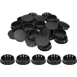 uxcell 50pcs Nylon Plastic Hole Plugs, 1-1/2"(38mm) Round Drill Screw Hole Plugs Covers Knockout Locking Plastic Plugs Insert End Caps for Kitchen Cabinet Furniture, Black